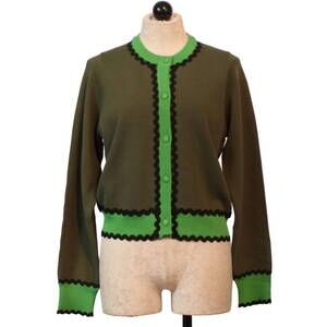 NEW EMILY LOVELOCK women's diana cardigan top in wild green